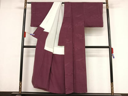 平和屋着物●上質な色無地 切り嵌め花地紋 茄子紺色 正絹 逸品 未使用 AAAY1775np