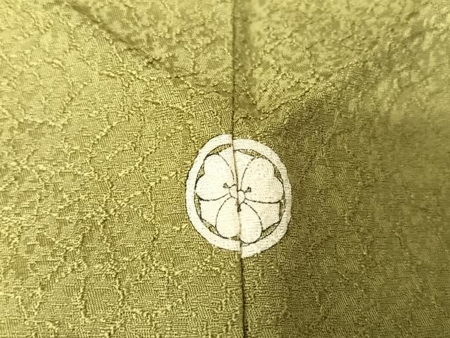 平和屋着物●上質な色無地 紋意匠 抹茶色 正絹 逸品 AAAY1781np