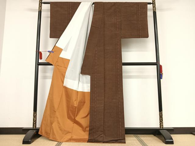 平和屋着物●上質な紬 縞 正絹 逸品 AAAY1791np