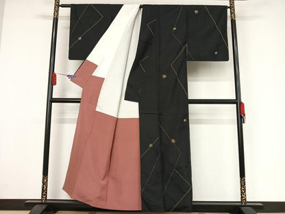 平和屋着物●白山紬 刺し子 源氏香 正絹 逸品 AAAY1796np