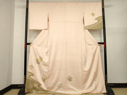 平和屋着物●訪問着　絞り　色紙重ね花文　金彩　やまと誂製　ロング丈　正絹　逸品　AAAY1853ck