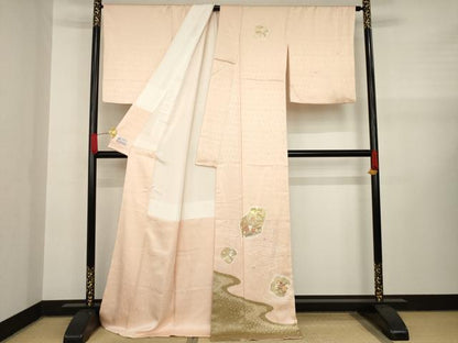平和屋着物●訪問着　絞り　色紙重ね花文　金彩　やまと誂製　ロング丈　正絹　逸品　AAAY1853ck