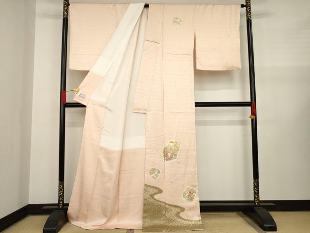 平和屋着物●訪問着　絞り　色紙重ね花文　金彩　やまと誂製　ロング丈　正絹　逸品　AAAY1853ck