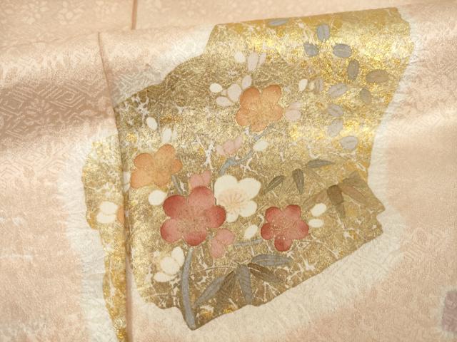 平和屋着物●訪問着　絞り　色紙重ね花文　金彩　やまと誂製　ロング丈　正絹　逸品　AAAY1853ck