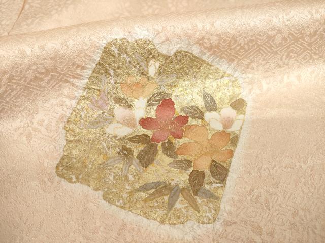 平和屋着物●訪問着　絞り　色紙重ね花文　金彩　やまと誂製　ロング丈　正絹　逸品　AAAY1853ck