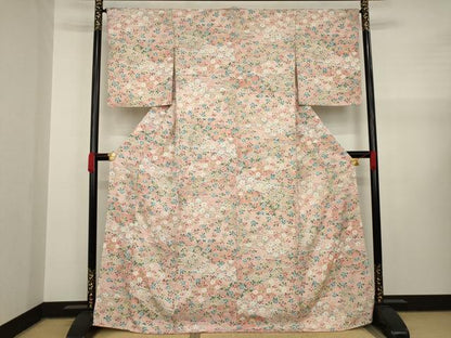 平和屋着物●上質な小紋 流水花文 正絹 逸品 AAAY1854ck
