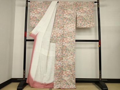 平和屋着物●上質な小紋 流水花文 正絹 逸品 AAAY1854ck