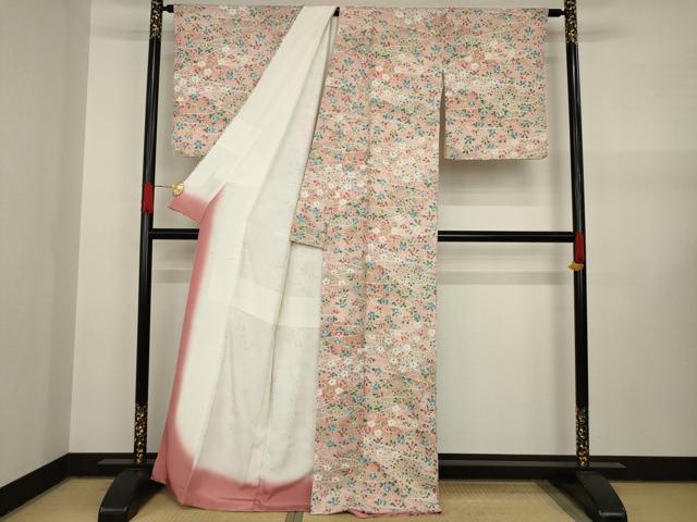 平和屋着物●上質な小紋 流水花文 正絹 逸品 AAAY1854ck