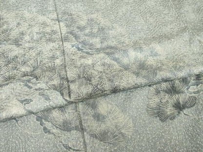 平和屋着物●名門　藤娘きぬたや・杢目絞り　訪問着　松文　ロング丈　正絹　逸品　AAAY1855ck