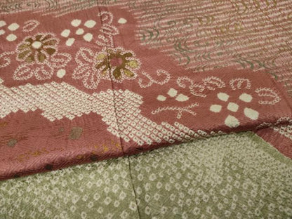 平和屋着物●訪問着　総絞り　流水花文　金銀彩　正絹　逸品　AAAY1856ck
