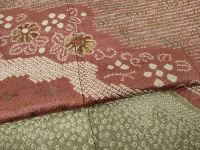 平和屋着物●訪問着　総絞り　流水花文　金銀彩　正絹　逸品　AAAY1856ck