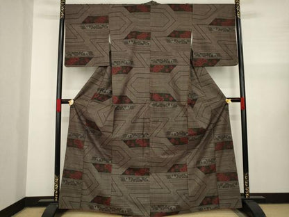 平和屋着物●本場大島紬 一元絣 横段花文 正絹 逸品 AAAY1864ck