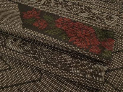 平和屋着物●本場大島紬 一元絣 横段花文 正絹 逸品 AAAY1864ck