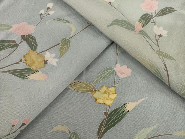 平和屋着物●訪問着 友禅 螺鈿 枝花文 暈し染め 金彩 正絹 逸品 AAAY1903ck