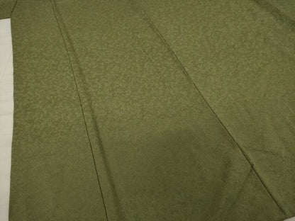 平和屋着物●上質な色無地 宇治緑茶染 国防色 正絹 逸品 AAAY1906ck