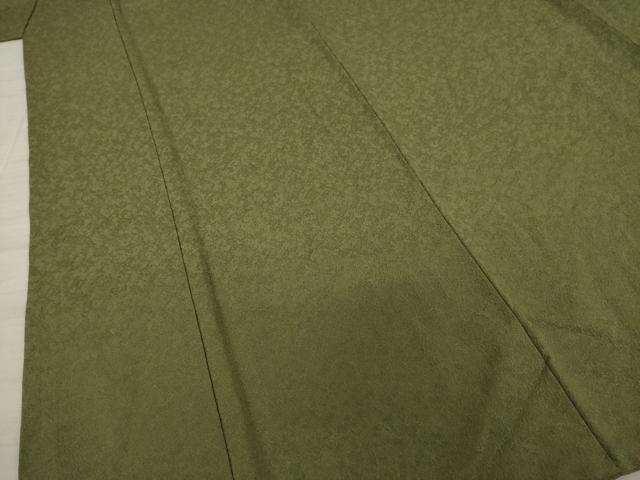 平和屋着物●上質な色無地 宇治緑茶染 国防色 正絹 逸品 AAAY1906ck