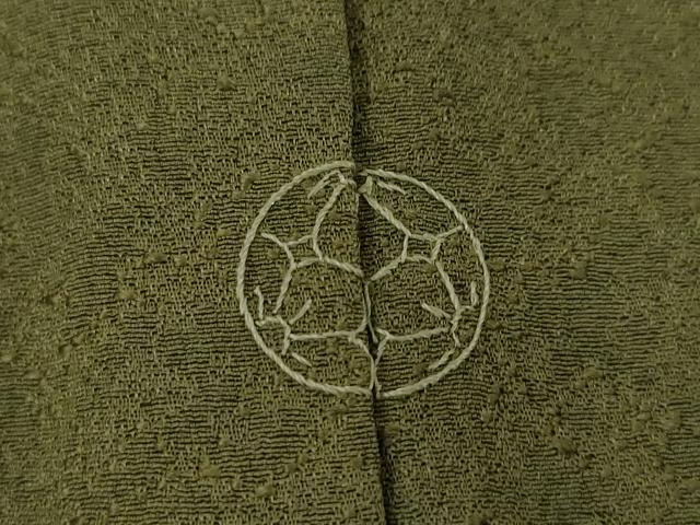 平和屋着物●上質な色無地 宇治緑茶染 国防色 正絹 逸品 AAAY1906ck