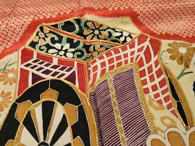 平和屋着物●豪華振袖　駒刺繍　絞り　御所車花文　金糸　金彩　正絹　逸品　AAAY1909ck