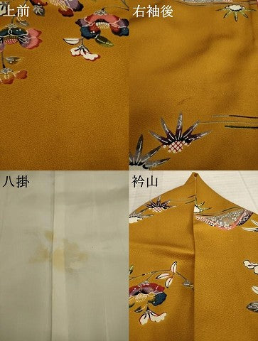 平和屋着物●上質な小紋　型染め　松皮菱花鳥文　正絹　逸品　AAAY1910ck