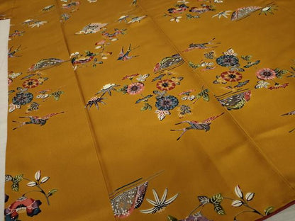 平和屋着物●上質な小紋　型染め　松皮菱花鳥文　正絹　逸品　AAAY1910ck