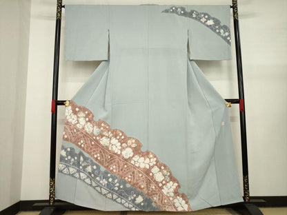 平和屋着物●十日町 名門 滝泰謹製 訪問着 辻が花 絞り 花蝶文 千鳥 正絹 逸品 AAAY1931ck