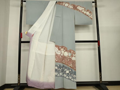 平和屋着物●十日町 名門 滝泰謹製 訪問着 辻が花 絞り 花蝶文 千鳥 正絹 逸品 AAAY1931ck