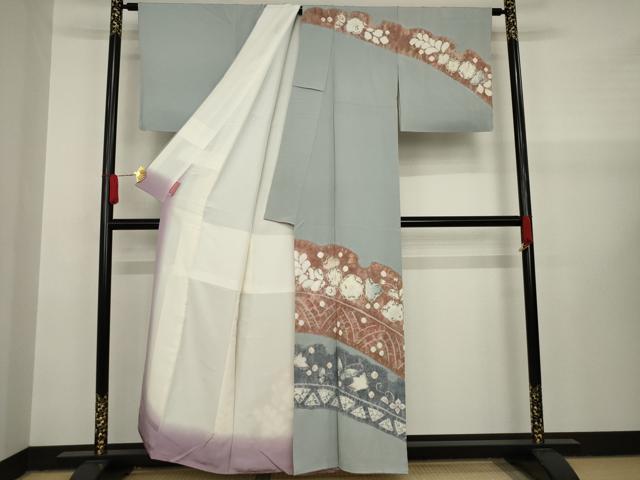 平和屋着物●十日町 名門 滝泰謹製 訪問着 辻が花 絞り 花蝶文 千鳥 正絹 逸品 AAAY1931ck