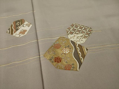 平和屋着物●訪問着 駒刺繍 花唐草 金彩 正絹 逸品 AAAY1948ck
