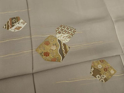 平和屋着物●訪問着 駒刺繍 花唐草 金彩 正絹 逸品 AAAY1948ck