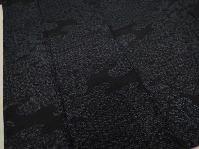 平和屋着物●結城紬 80亀甲 エ霞吉祥文 正絹 逸品 AAAY1953ck