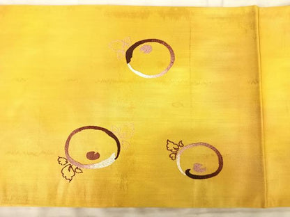 平和屋着物◎太鼓柄袋帯 相良刺繍 饅頭菊 金糸 正絹 逸品 AAAY2003yx