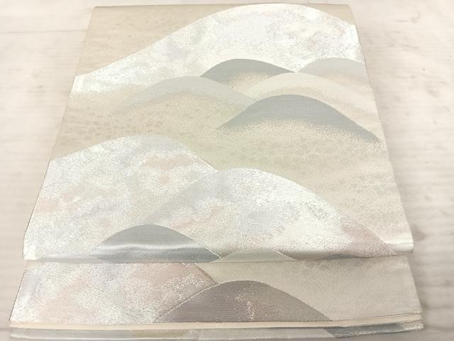 平和屋着物◎六通柄袋帯 遠山風景文 銀糸 正絹 逸品 AAAY2006yx