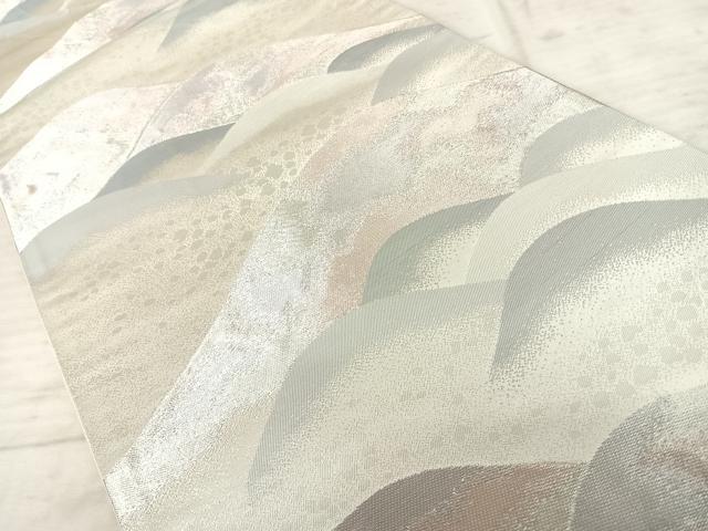 平和屋着物◎六通柄袋帯 遠山風景文 銀糸 正絹 逸品 AAAY2006yx