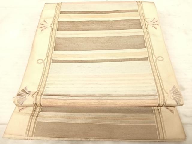 平和屋着物◎六通柄袋帯 横段文 金糸 正絹 逸品 AAAY2011yx