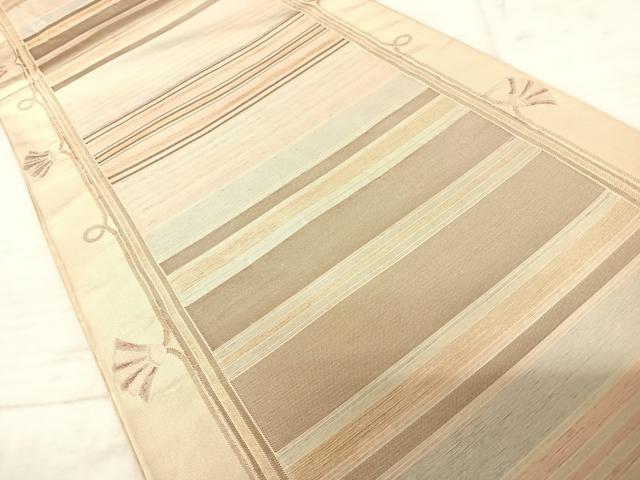 平和屋着物◎六通柄袋帯 横段文 金糸 正絹 逸品 AAAY2011yx