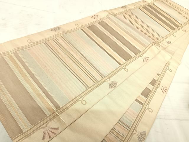 平和屋着物◎六通柄袋帯 横段文 金糸 正絹 逸品 AAAY2011yx
