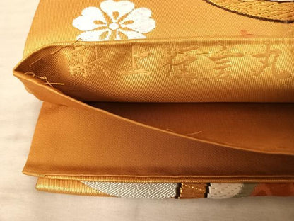 平和屋着物◎六通柄袋帯 献上狂言文 唐織 金糸 引箔 正絹 逸品 AAAY2012yx