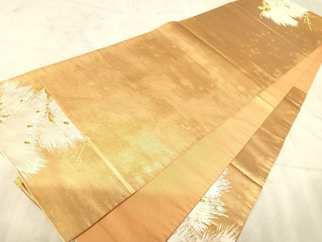 平和屋着物◎太鼓柄袋帯 唐織 枝松文 金糸 正絹 逸品 AAAY2031yx