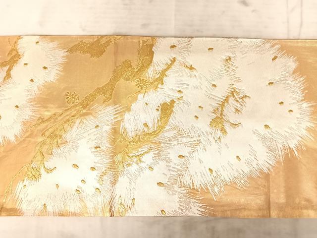平和屋着物◎太鼓柄袋帯 唐織 枝松文 金糸 正絹 逸品 AAAY2031yx