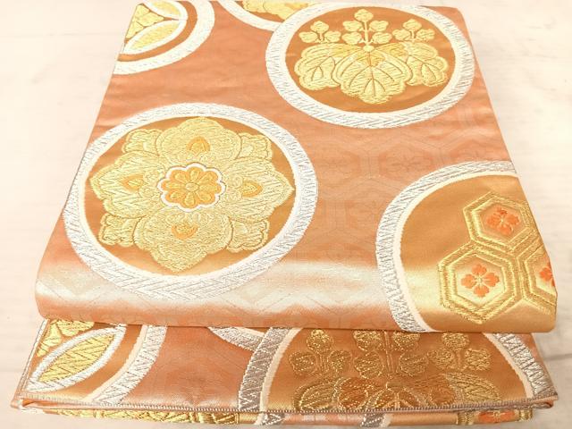 平和屋着物◎六通柄袋帯　花丸文　金銀糸　正絹　逸品　AAAY2035yx