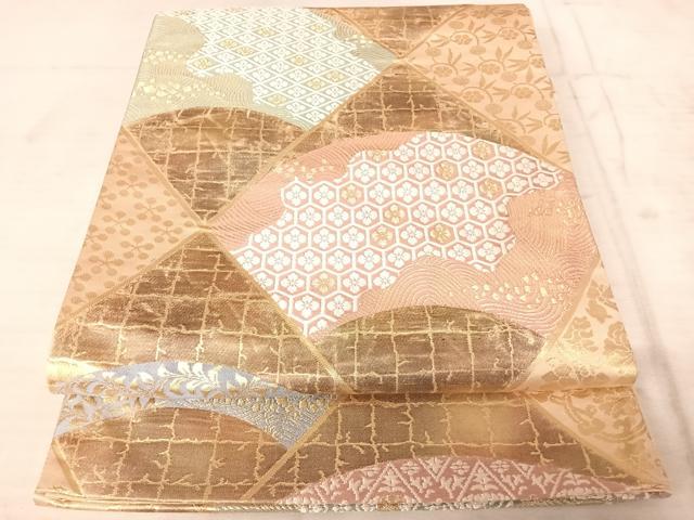 平和屋着物◎六通柄袋帯 京の名門 じゅらく謹製 珀趣 金糸 引箔 正絹 逸品 AAAY2037yx