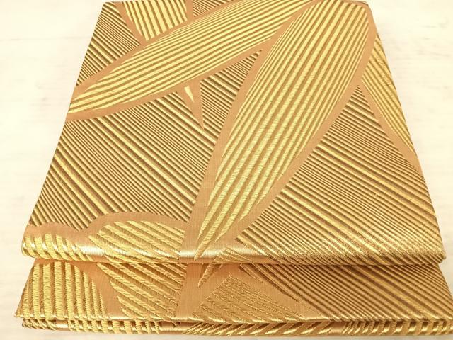 平和屋着物◎六通柄袋帯 草葉文 金糸 正絹 逸品 AAAY2040yx