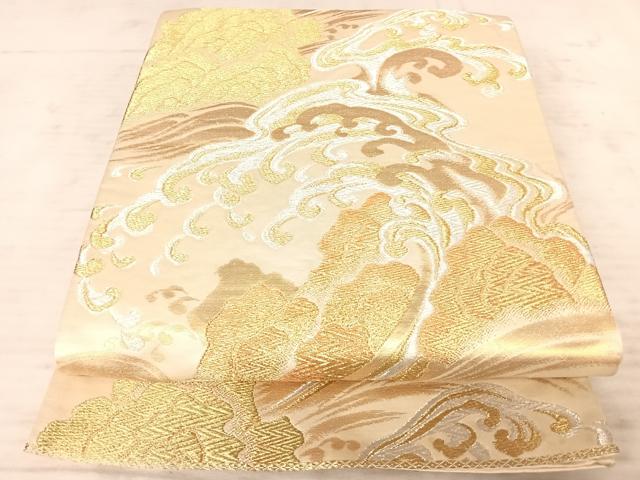 平和屋着物◎六通柄袋帯　立波文　金銀糸　正絹　逸品　AAAY2140yx
