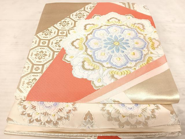 平和屋着物◎六通柄袋帯　正倉院花文　金銀糸　正絹　逸品　AAAY2150yx