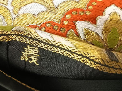平和屋着物◎六通柄　本袋帯　花菱文　金糸　正絹　逸品　AAAY2152yx