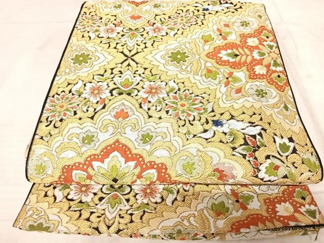平和屋着物◎六通柄　本袋帯　花菱文　金糸　正絹　逸品　AAAY2152yx
