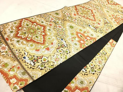 平和屋着物◎六通柄　本袋帯　花菱文　金糸　正絹　逸品　AAAY2152yx