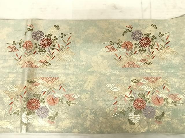 平和屋着物◎六通柄袋帯　唐織　草木染　花蝶文　引箔　正絹　逸品　AAAY2159yx