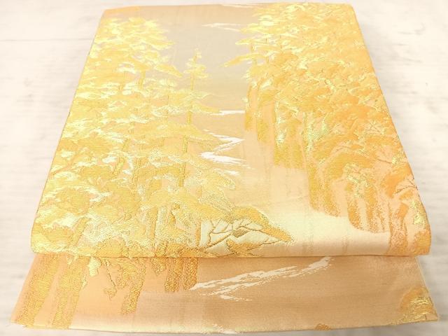 平和屋着物◎六通柄袋帯　枝松文　金糸　正絹　逸品　AAAY2166yx