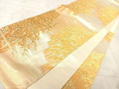 平和屋着物◎六通柄袋帯　枝松文　金糸　正絹　逸品　AAAY2166yx